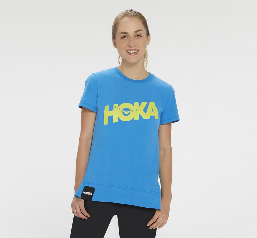 Tee Womens - Hoka One One Brand - Blue - KPBQRIS-45